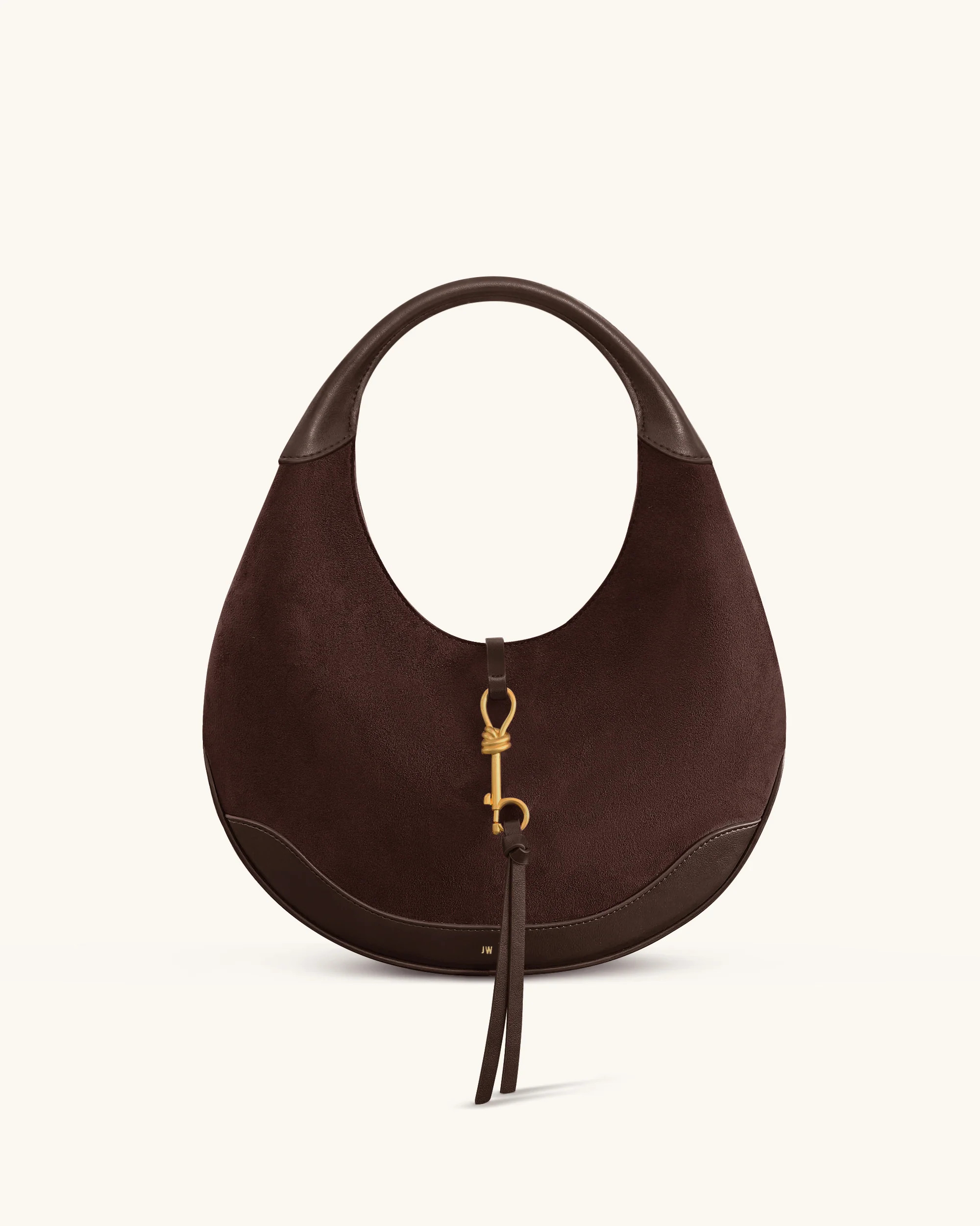 Colette Faux Suede Crescent Hobo Bag - Dark Brown | JW PEI US
