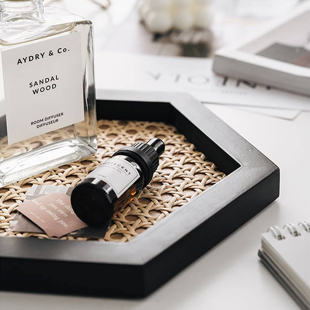 Hexagon Premium Rattan hometray, Serving Tray, Rattan Food Tray, Handmade Rattan Tray, Coffee Tra... | Amazon (US)