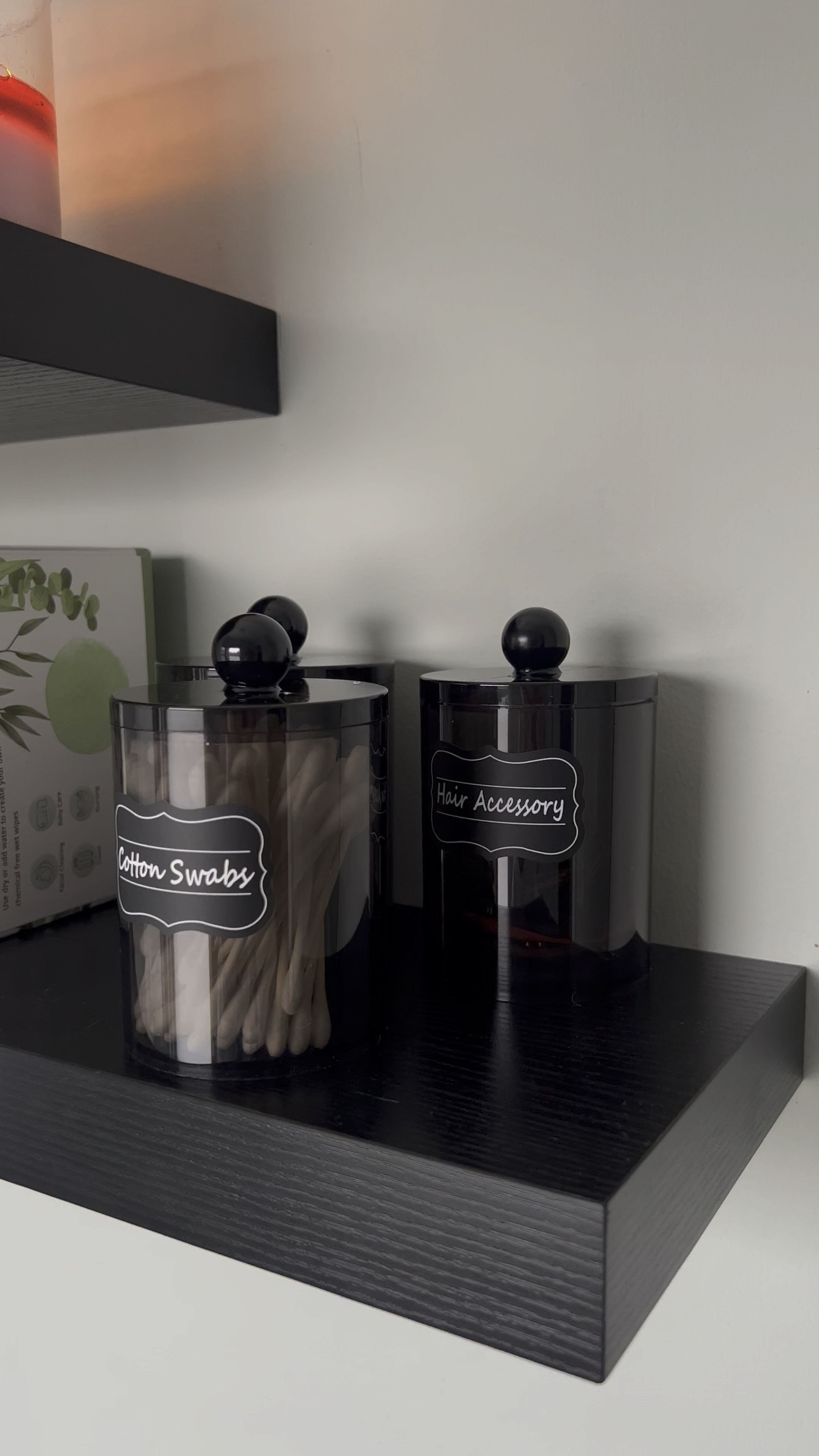 Floating bathroom shelves anchored to the wall. I love them! They are sturdy and hold a lot. Come in other colors. Containers come with labels. The towels are face disposable towels great for taking off makeup. 
Bathroom 
Bathroom storage 
Shelves
Floating shelves 
Containers
Shelving 
Bathroom decor 

#LTKhome #LTKbeauty #LTKfindsunder50