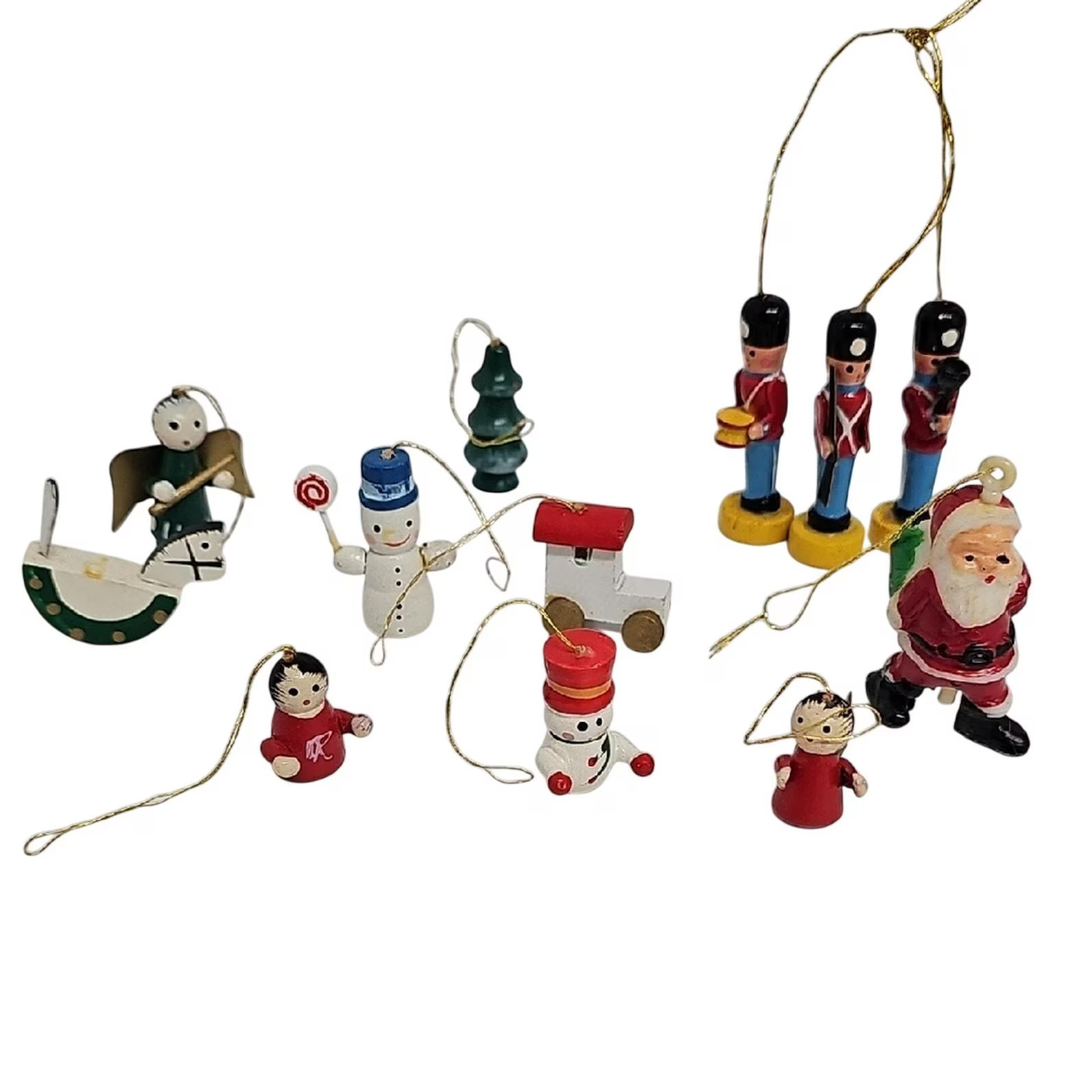 Lot of 12 Festive Wooden Mini Christmas Ornaments Set for Mini Tree Soldiers Etc - Etsy | Etsy (US)