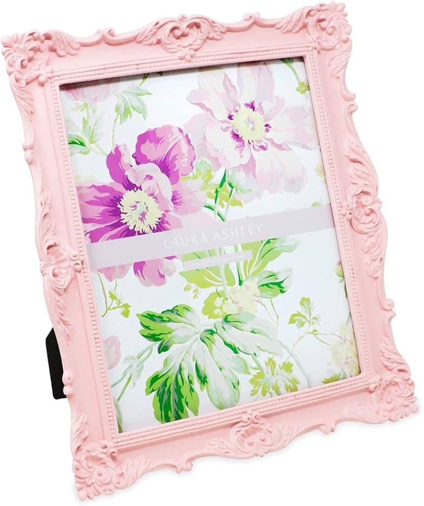 Laura Ashley 8x10 Pink Ornate Textured Hand-Crafted Resin Picture Frame with Easel & Hook for Tab... | Amazon (US)