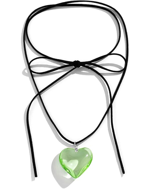 Womens Puffed Heart String Necklace Long Wrap Tie Choker Silver Gold Heart Bubble Pendant Jewelry | Amazon (US)