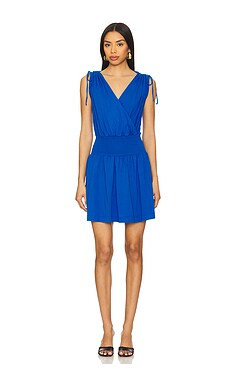 Bobi Surplice Smocked Waist Dress in Bluejay from Revolve.com | Revolve Clothing (Global)