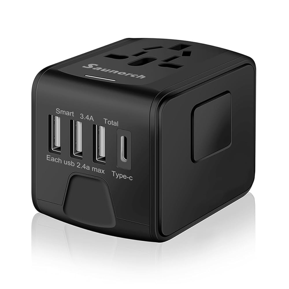 Universal International Travel Power Adapter W/High Speed 2.4A USB, 3.0A Type-C Wall Charger, Eur... | Amazon (US)