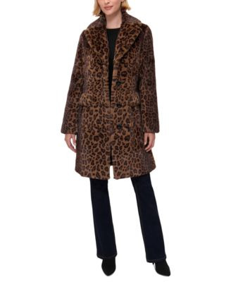 Jones New York Women's Printed Faux-Fur Button-Front Coat  - Macy's | Macy's