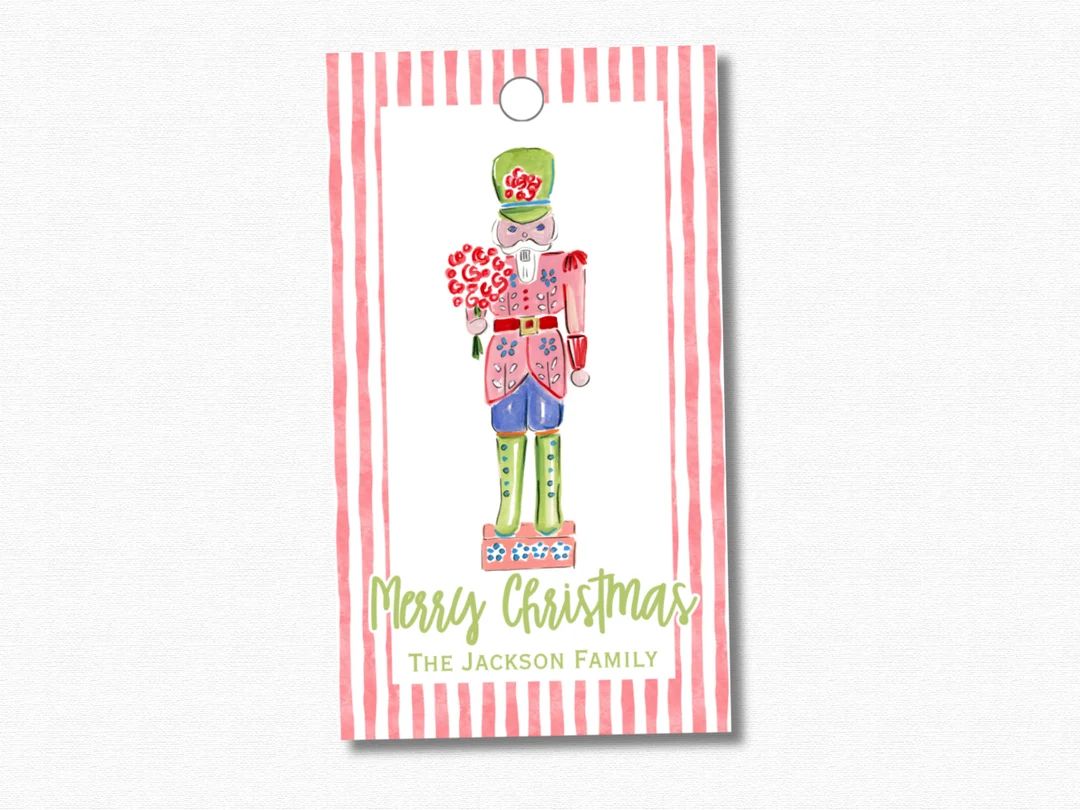 Personalized Watercolor Merry Christmas Nutcracker Gift Tags - Etsy | Etsy (US)