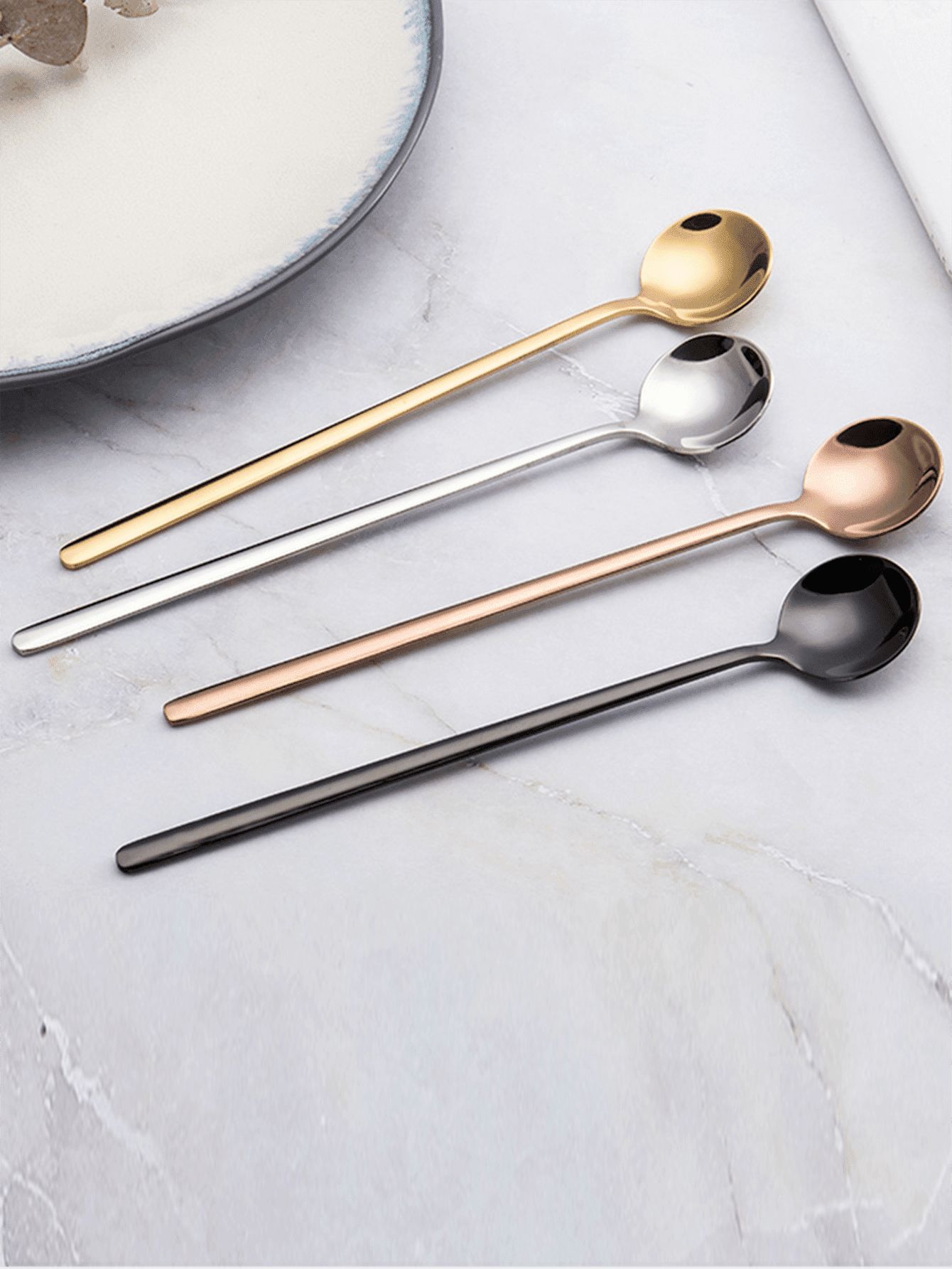 Long Handle Round Spoon 1pc | SHEIN