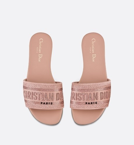 Dway Slide Rose Des Vents Metallic Thread Embroidered Cotton - Shoes - Women's Fashion | DIOR | Dior Beauty (US)