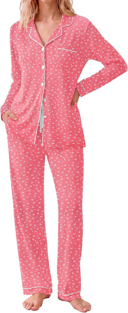 HNG Women Pajama Set Long Sleeve Sleepwear Fashion Night Wear | Amazon (US)