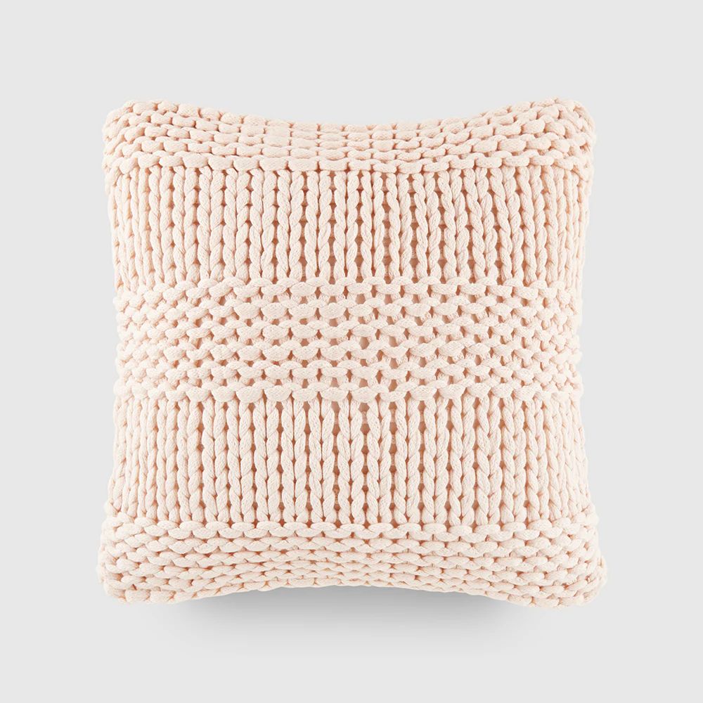 Buy Chunky Knit Throw Pillow Cover and Insert (Blush) | LINENS & HUTCH | Linens and Hutch