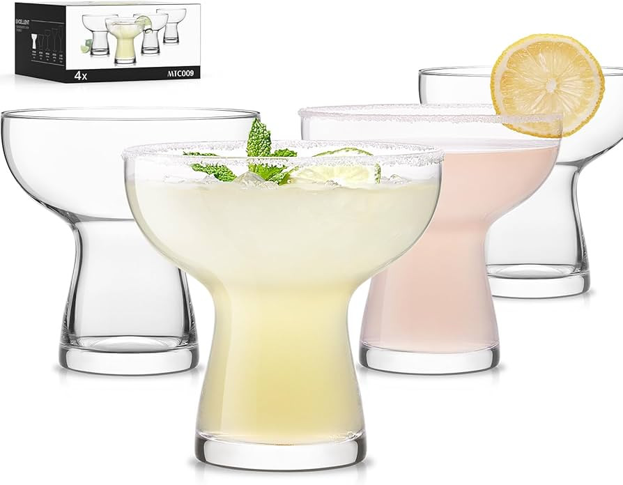 LUNA & MANTHA Martini Glasses Set of 4, 10oz Stemless Margarita Glasses, Modern Hand-blown Margar... | Amazon (US)
