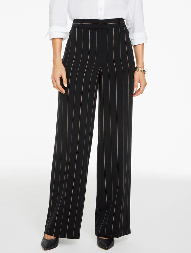 Wide Leg Polished Crepe Pants - Majestic Stripe | Talbots