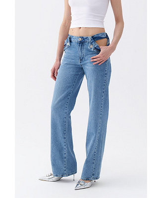 Women's Cut-Out Detailed High Waist Jeans | Macy's
