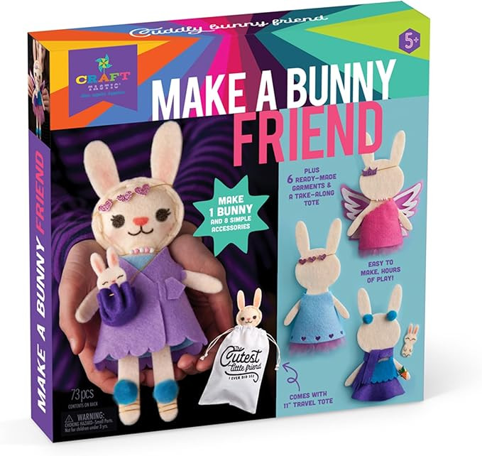 Craft-tastic – Make a Bunny Friend Craft Kit – Learn to Make 1 Easy-to-Sew Stuffie with Cloth... | Amazon (US)
