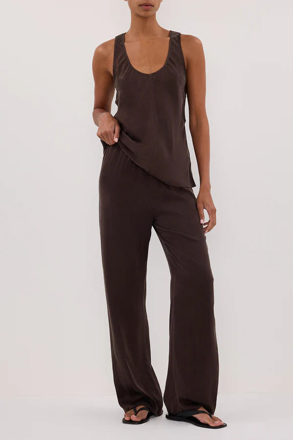PERCY BITTER CHOC SILK PANT | DISSH