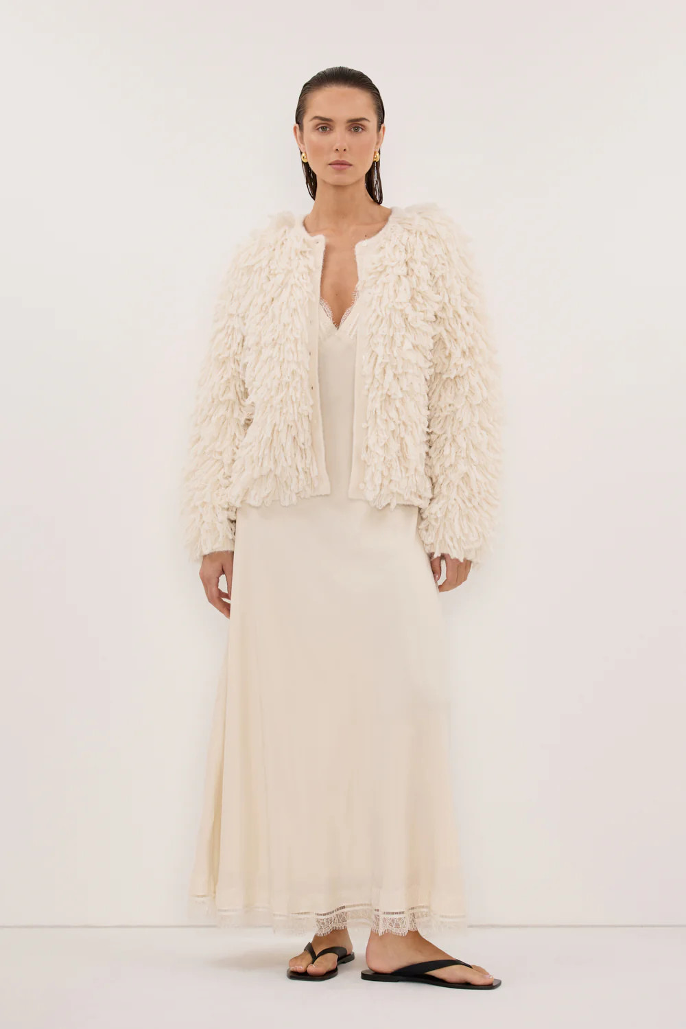 LANA CREAM LONGLINE KNIT CARDIGAN | DISSH