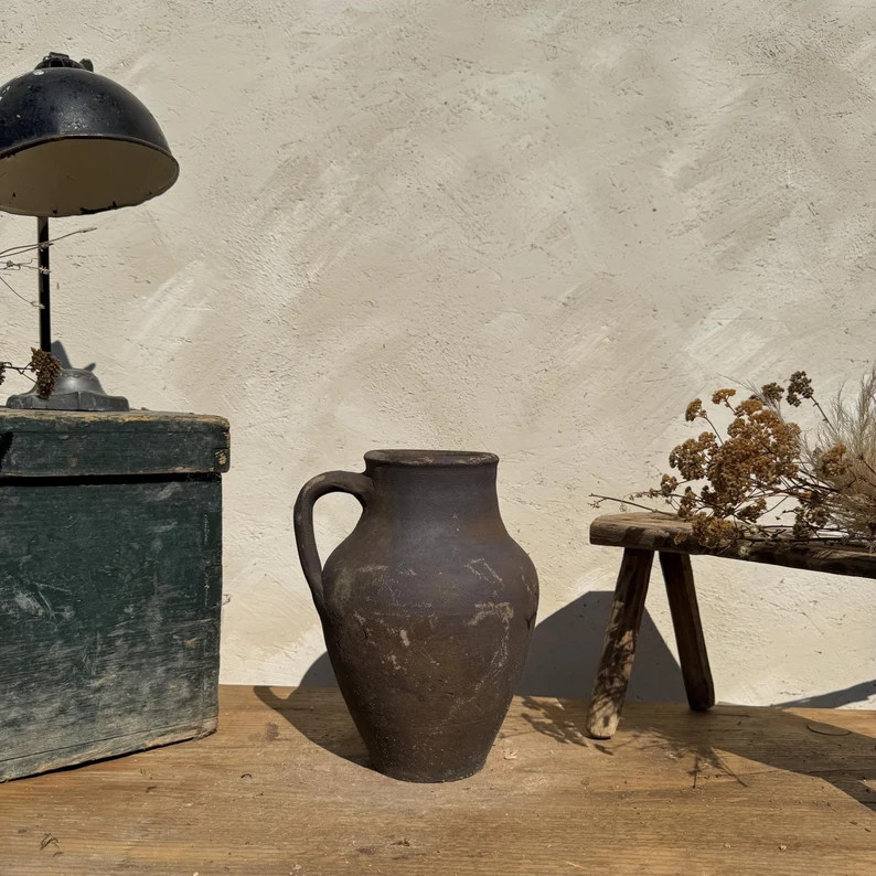 Antique Terracotta Vase, Vintage Pottery Clay Pot - Etsy | Etsy (US)