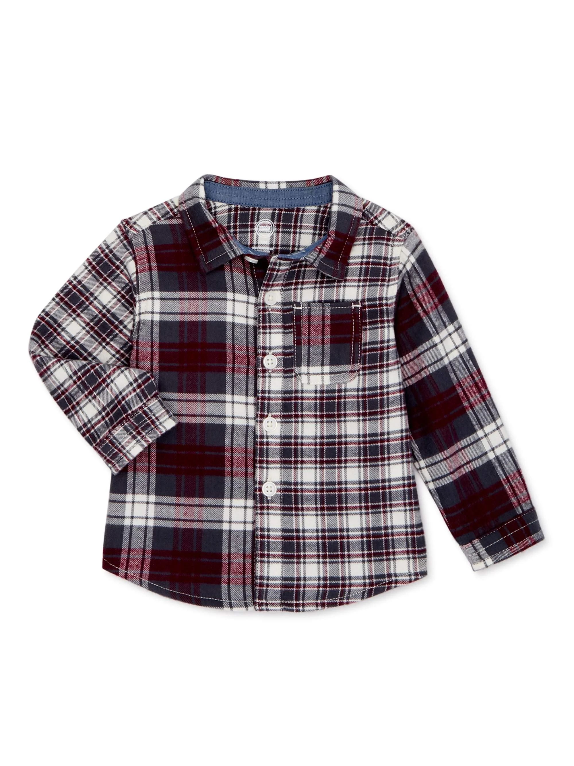 Wonder Nation Baby Boy & Toddler Boy Plaid Flannel Button-Up Shirt (12M-5T) | Walmart (US)