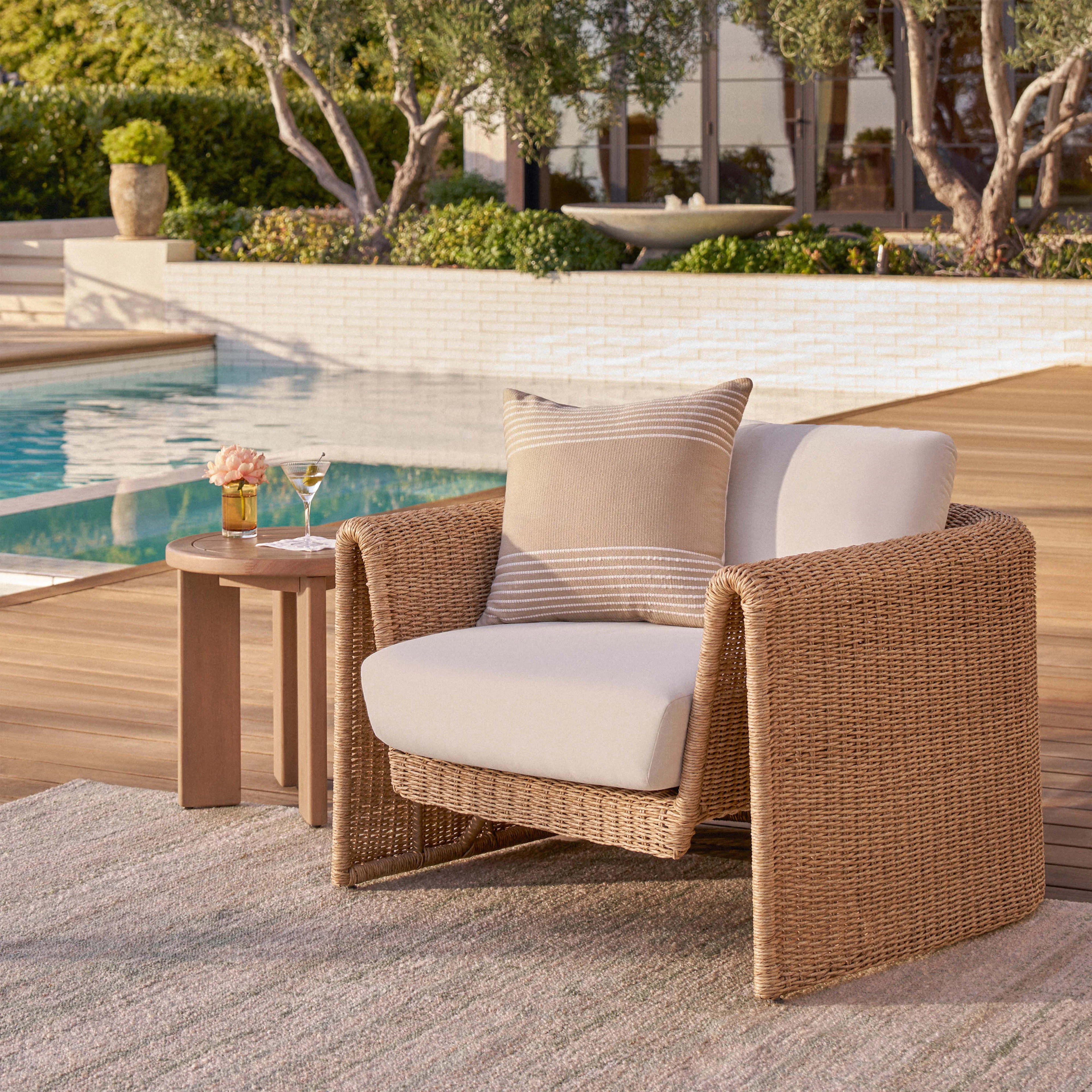 Willa 38" Outdoor Wicker Lounge Chair - Dravite Ivory | Article