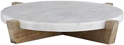 SB Design Studio F2834 Table Sugar Round Marble Tray with Mango Wood Stand, 11-Inches, Natural | Amazon (US)