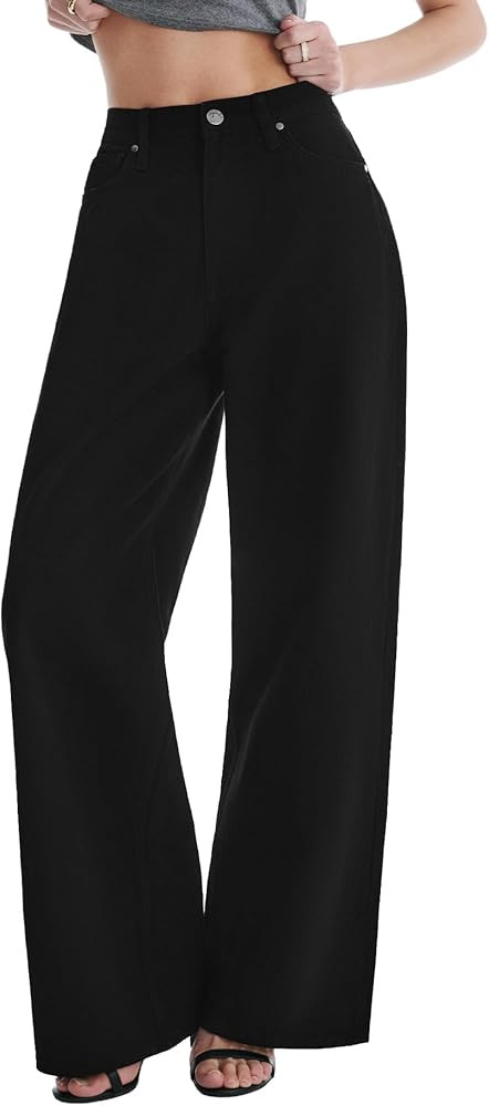 Women's Adjustable Waist Wide Leg Jeans Baggy High Waisted Jeans Y2K Casual Trendy Denim Pants | Amazon (US)