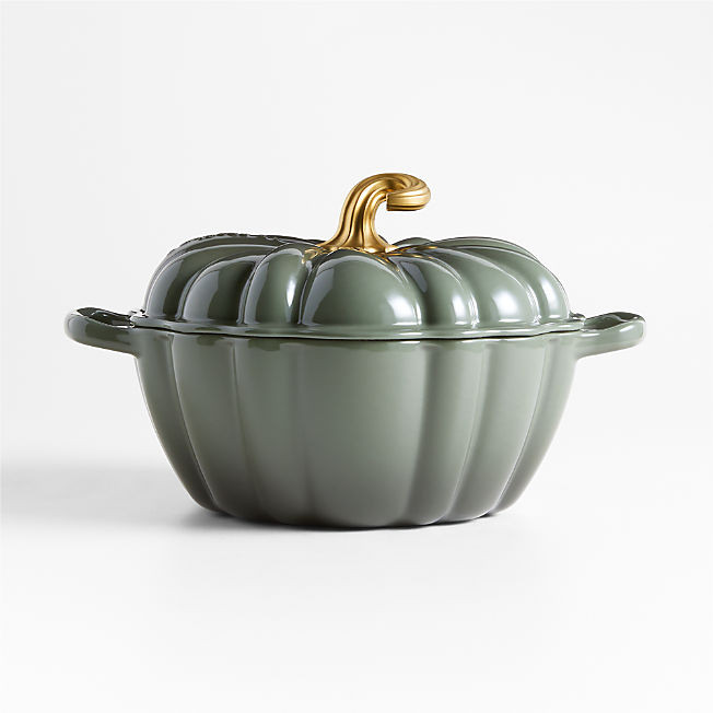 Le Creuset 4-Qt. Thyme Pumpkin Cocotte + Reviews | Crate & Barrel | Crate & Barrel