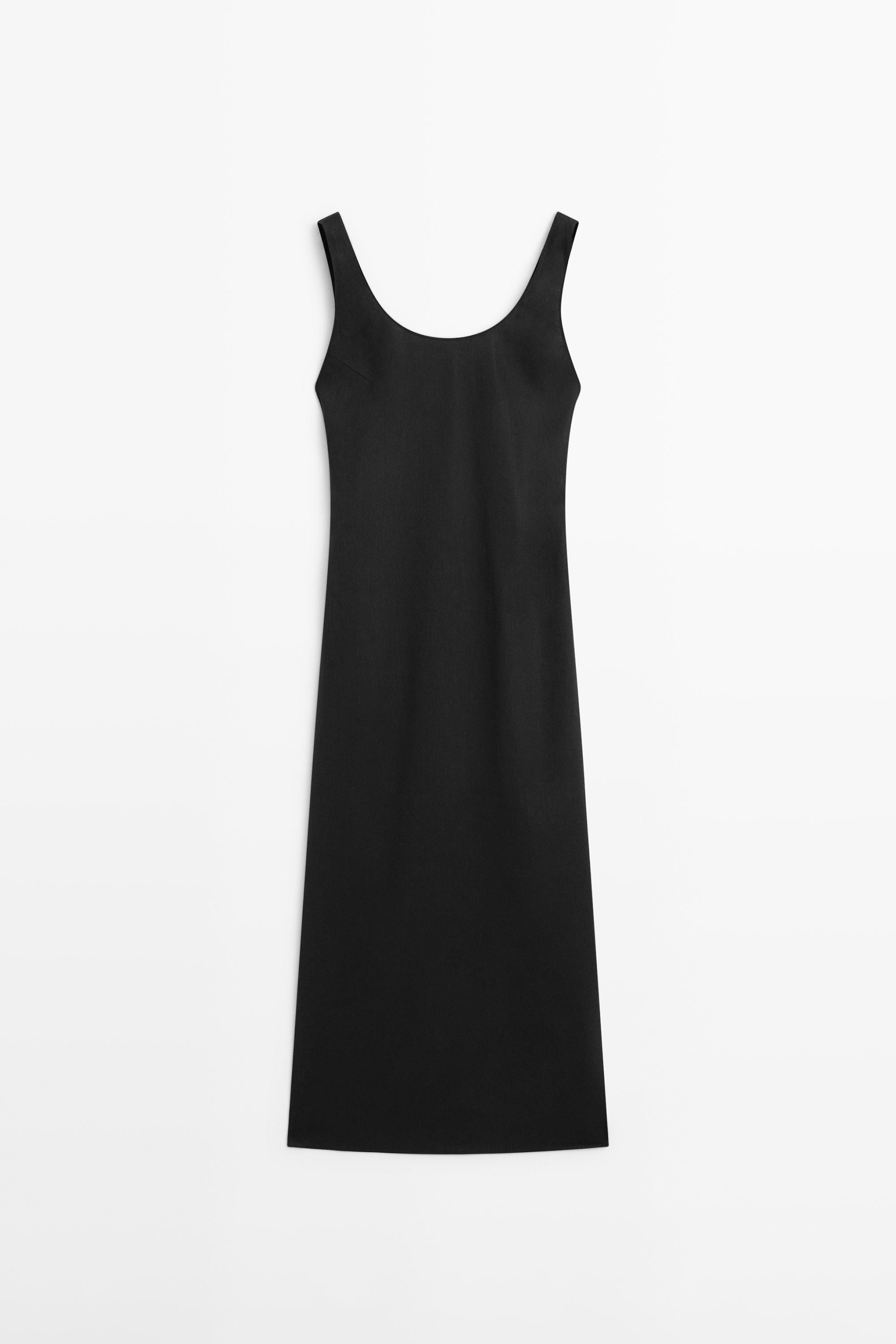 Soepelvallende midi-jurk met ronde hals | Massimo Dutti NL