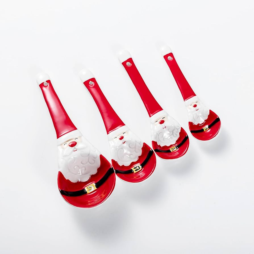Ceramic Christmas Measuring Spoons Set – 4-Piece Santa Claus Ceramic Spoons for Holiday Baking ... | Amazon (US)