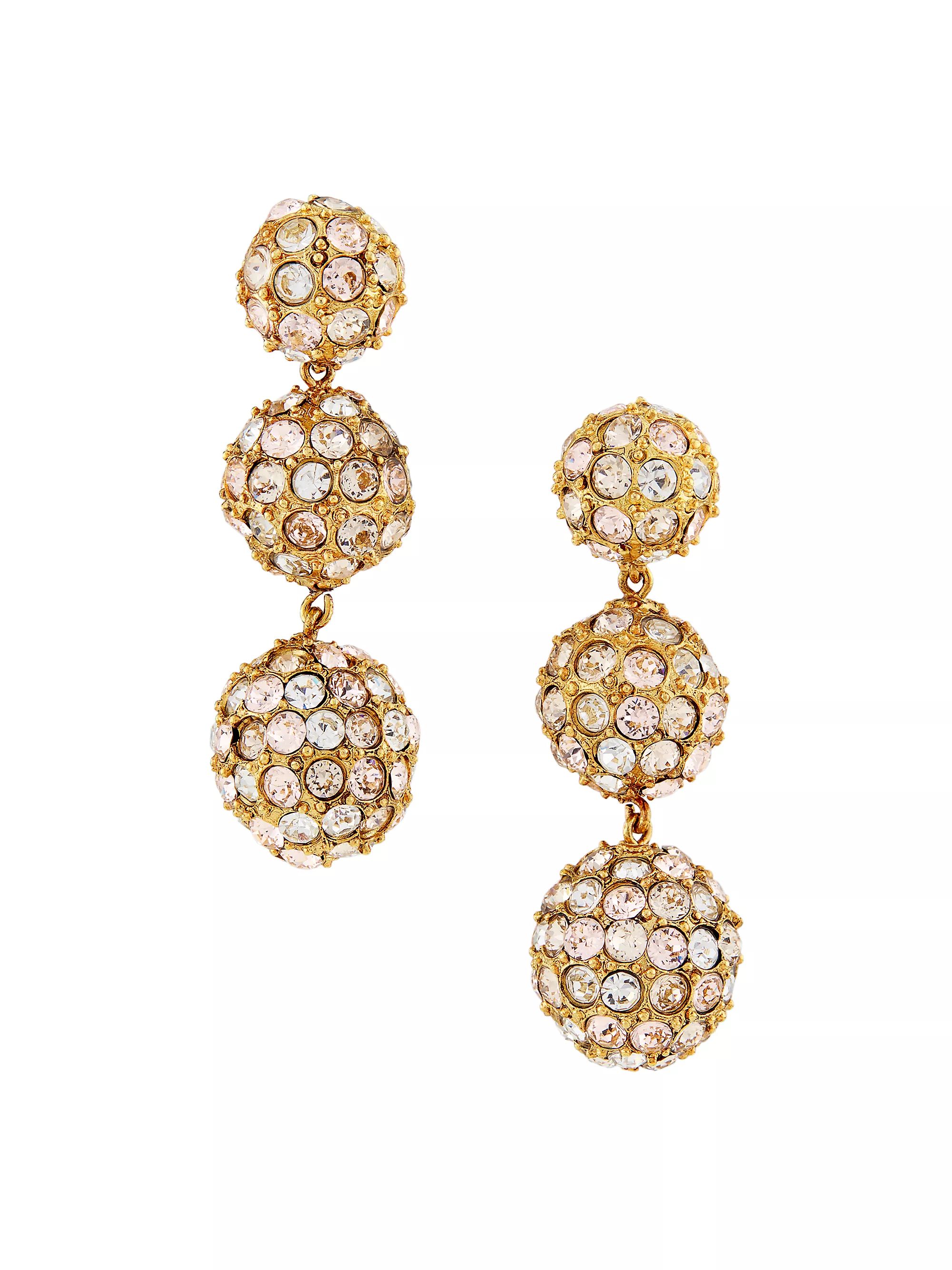 Tri Goldtone & Crystal Ball Drop Earrings | Saks Fifth Avenue