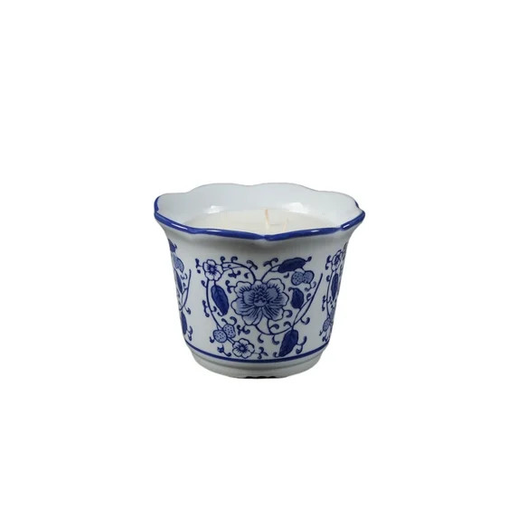 6.13" Scallop Top Chinoiserie Ceramic Candle – 15.5oz Sandal | Walmart (US)