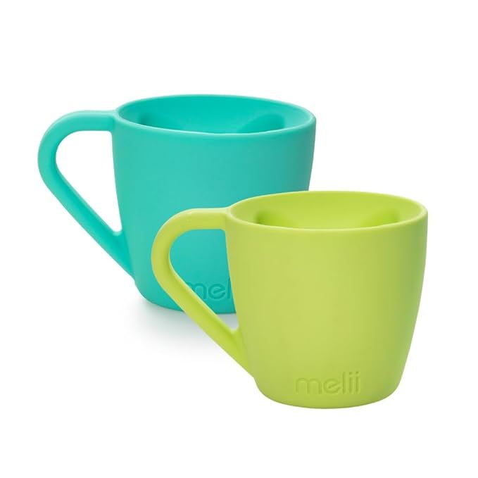 melii Silicone Bear Mug, Cup for Toddlers Kids and Children (Blue & Lime - 2 Pack) | Amazon (US)