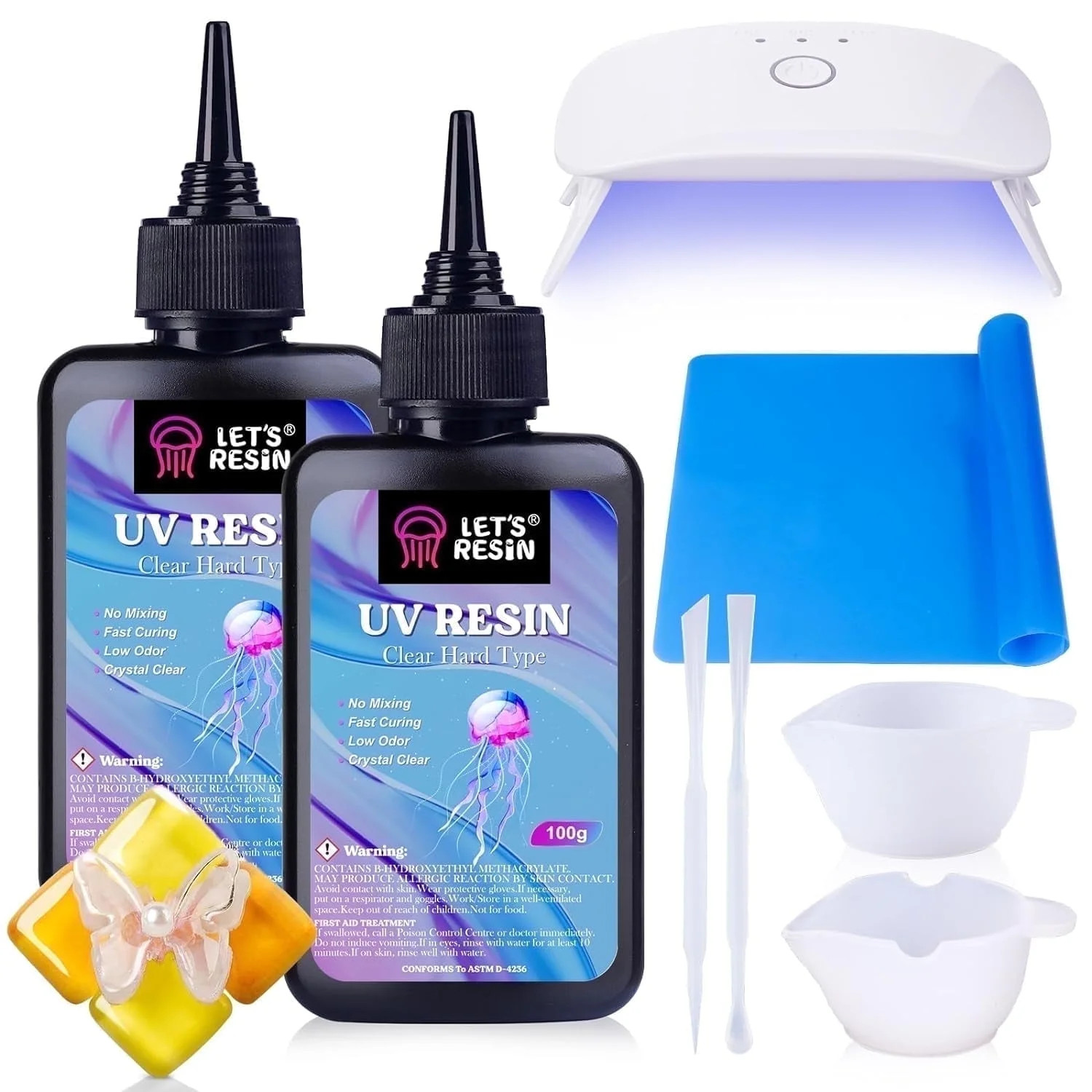 LET'S RESIN UV Resin with Light - 200g Crystal Clear, Low Odor UV Resin Starter Kit for Jewelry | Walmart (US)