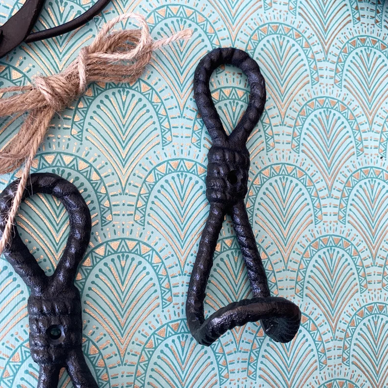 Rope Hook Hanger, Iron Hook for Wall, Wall Decor, Lasso Towel Hook, Nautical Decor, Beach House D... | Etsy (US)