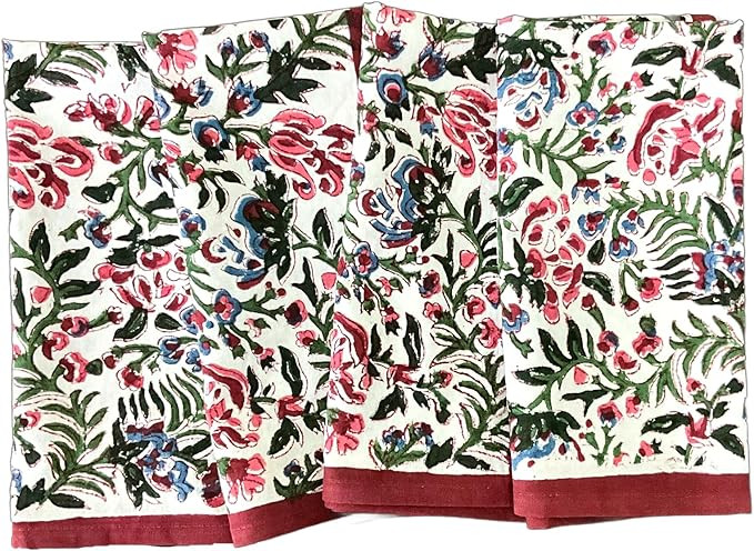 ATOSII Ambrosia Floral 100% Cotton Fall Cloth Dinner Napkins, Handblock Print, Washable Durable L... | Amazon (US)