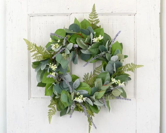 Lambs Ear Eucalyptus and Lavender Wreath Herb Greenery - Etsy | Etsy (US)