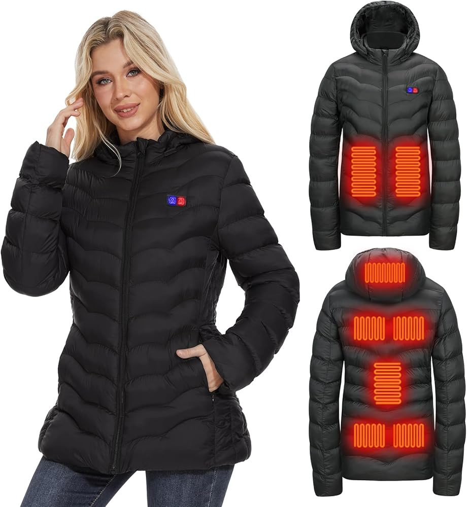OAOA innovation Womens Heated Jacket with 10000mAh Battery Pack, Dual Control Button Heated Coat | Amazon (US)