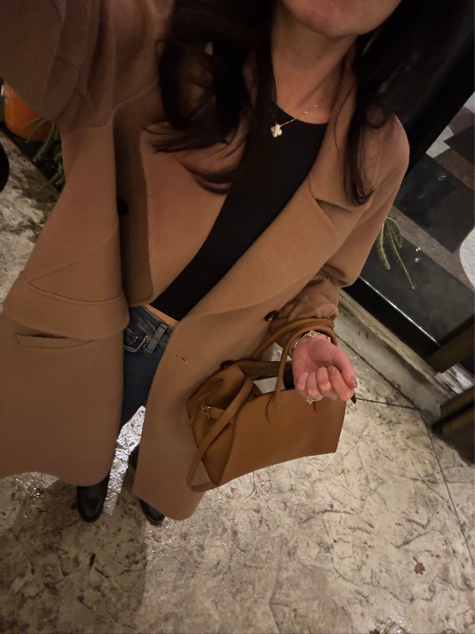 Borrowed my friend’s Margaux 10 by The Row. She’s cute and fits a ton! 

Margaux, The Row, luxury handbag, work bag, leather ba, tan leather bag, winter outfit, winter styling 