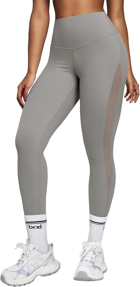 BRXL Compression Leggings for Women Tummy Control High Waist Workout Leggings with Mesh Athletic ... | Amazon (US)