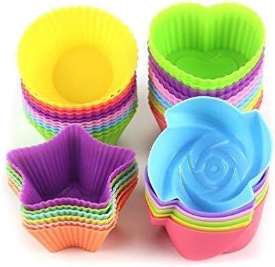 LetGoShop Silicone Cupcake Liners Reusable Baking Cups Nonstick Easy Clean Pastry Muffin Molds 4 ... | Amazon (US)