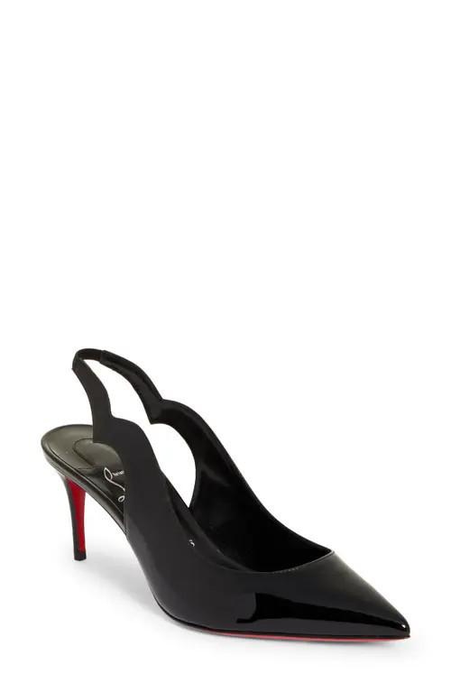 Christian Louboutin Hot Chick Pointed Toe Slingback Pump in B439 Black/Lin Black at Nordstrom, Size 10.5Us | Nordstrom