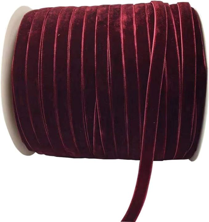 10 Yards Velvet Ribbon Spool Available in Many Colors (Wine, 3/8") | Amazon (US)