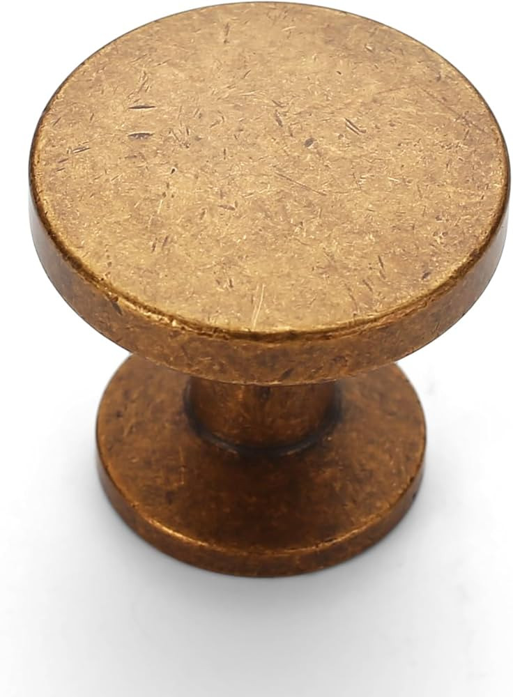 Amerdeco 10 Pack Antique Brass Cabinet Knobs Single Hole Cabinet Pulls Round Kitchen Cabinet Knob... | Amazon (US)