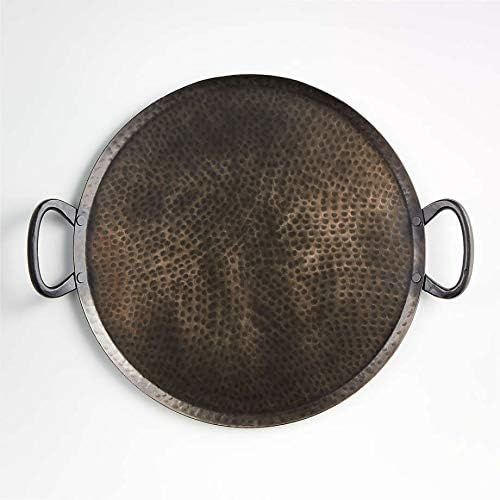 Round Hammered Iron Serving Tray with Handles. Beautiful Black Rustic, Vintage, Farmhouse Look. H... | Amazon (US)