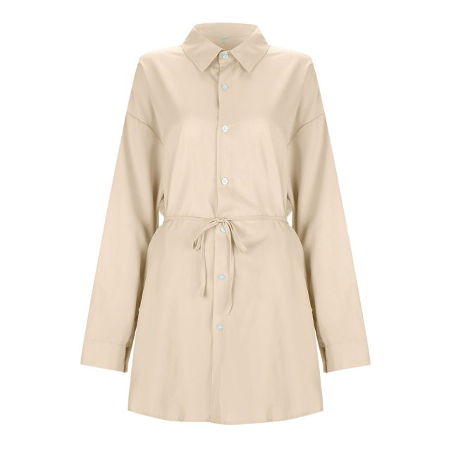 Mnyotv Women's Spring Dresses Women's Solid Color Long Sleeved Button Up Shirt Casual Button Up D... | Walmart (US)