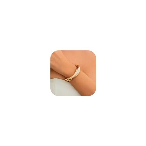 Abiotp Gold Cuff Bangle Bracelets Set For Women Chunky Trendy Silver Bracelet Irregular Minimalist Open Wide Bangles Hinged Arm Cuff Jewelry Gift 2PC (Gold 1) | Amazon (US)