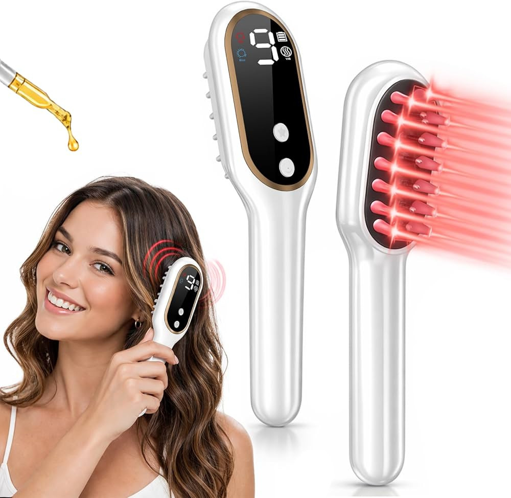 Red Light Scalp Massager Brush with Oil Applicator, Electric Vibrating Hair Growth Comb, LED Ligh... | Amazon (US)