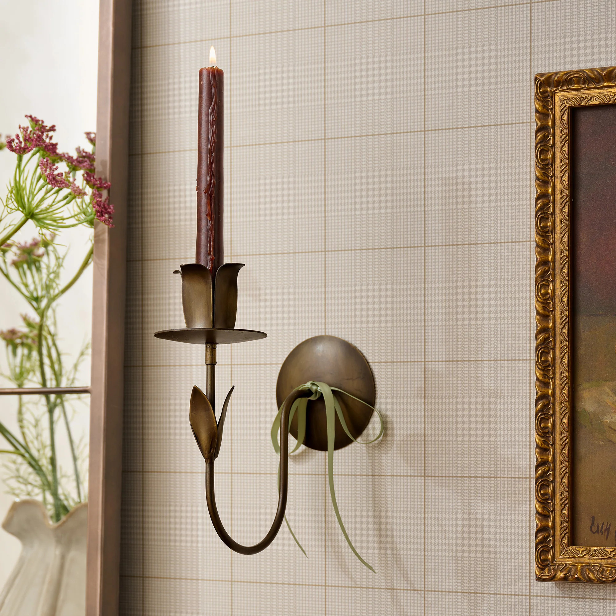 Antique Brass Forged Tulip Wall Sconce | Magnolia