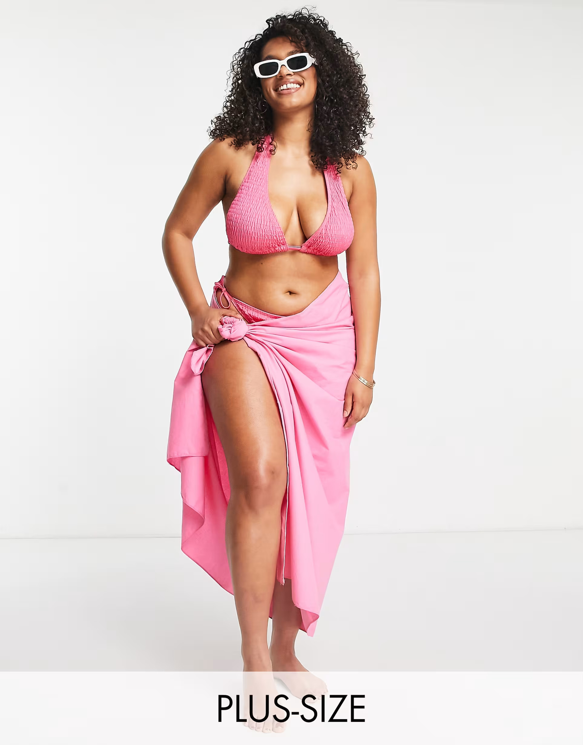 South Beach Curve Exclusive beach sarong in pink | ASOS (Global)