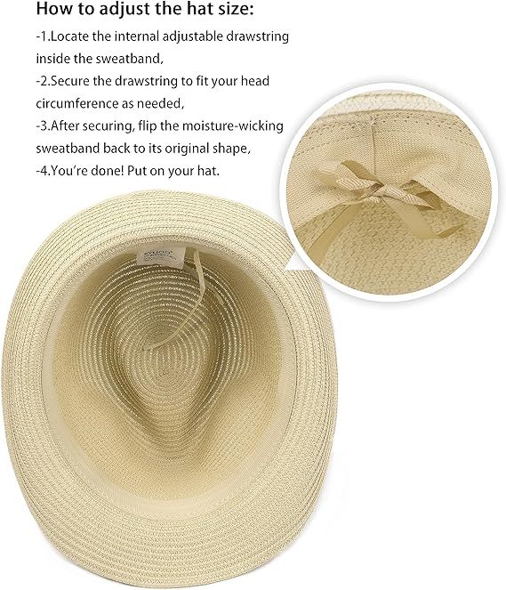 Zylioo XXL Oversize Straw Trilby Hat,Big and Tall Short Brim Fedora Hats,Roll Up Summer Cuban Hat... | Amazon (US)