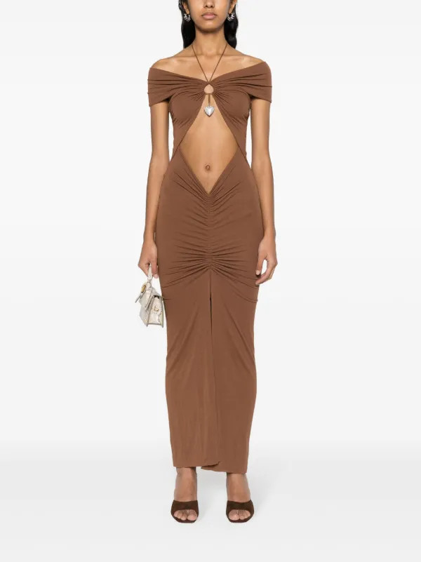 MANURI heart-pendant Jersey Maxi Dress - Farfetch | Farfetch Global